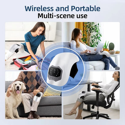 Electric Knee Massage Pad 3 Levels Wireless 3D Airbag Hot Compress Vibration Massager with Red Light Knee Massage Health Care