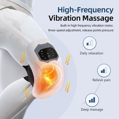 Electric Knee Massage Pad 3 Levels Wireless 3D Airbag Hot Compress Vibration Massager with Red Light Knee Massage Health Care