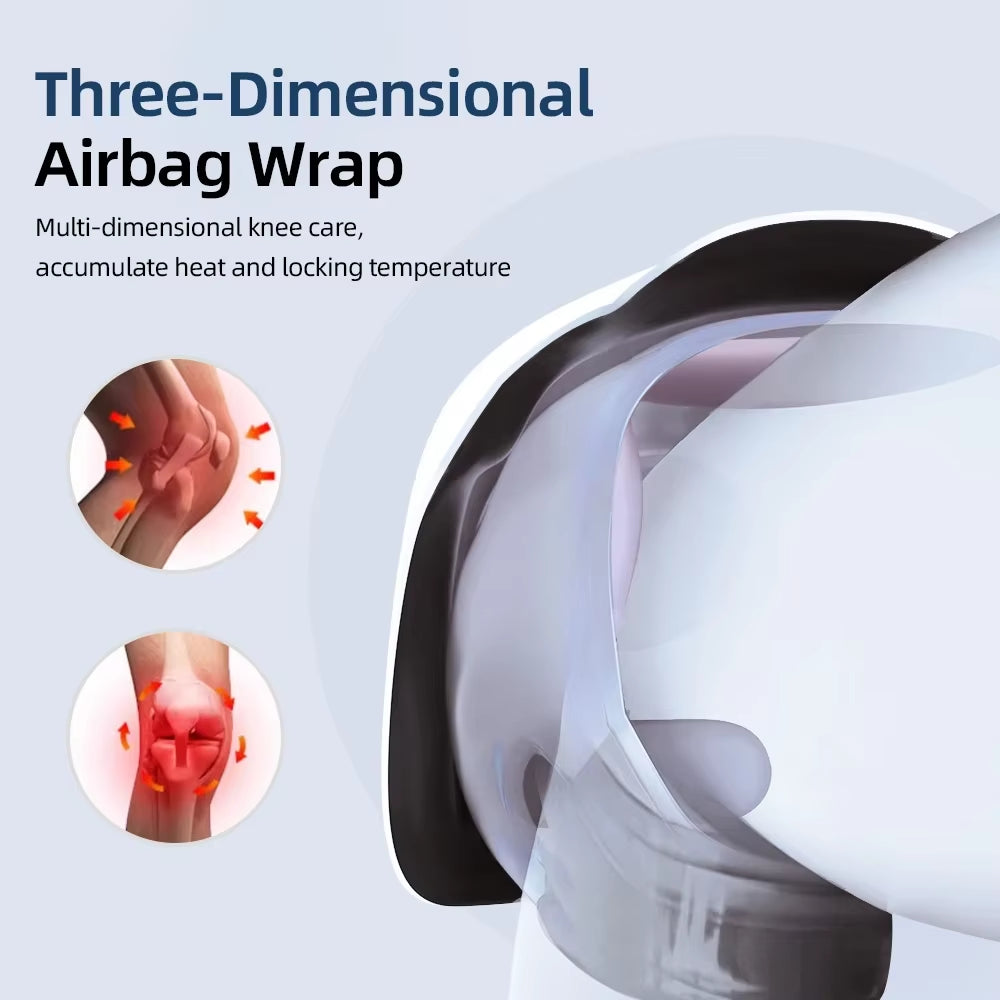 Electric Knee Massage Pad 3 Levels Wireless 3D Airbag Hot Compress Vibration Massager with Red Light Knee Massage Health Care