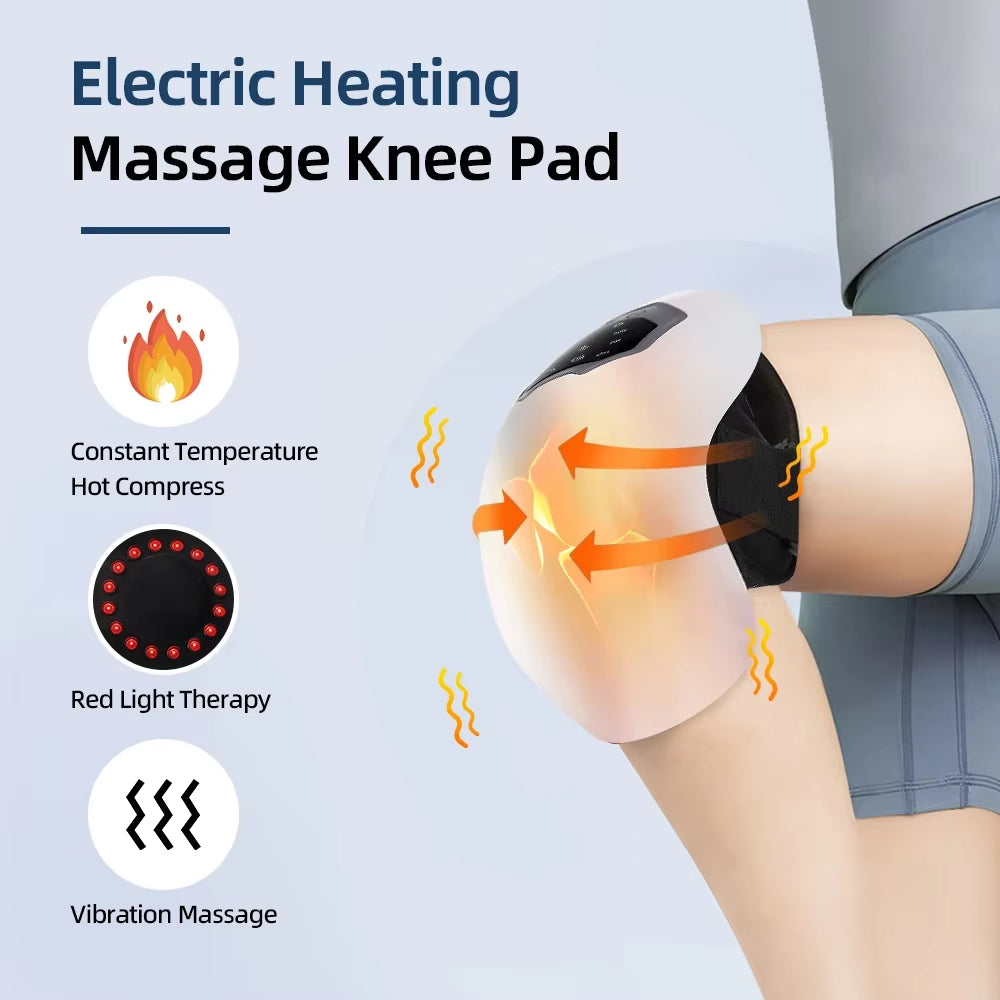 Electric Knee Massage Pad 3 Levels Wireless 3D Airbag Hot Compress Vibration Massager with Red Light Knee Massage Health Care